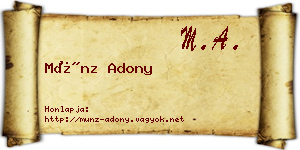 Münz Adony névjegykártya